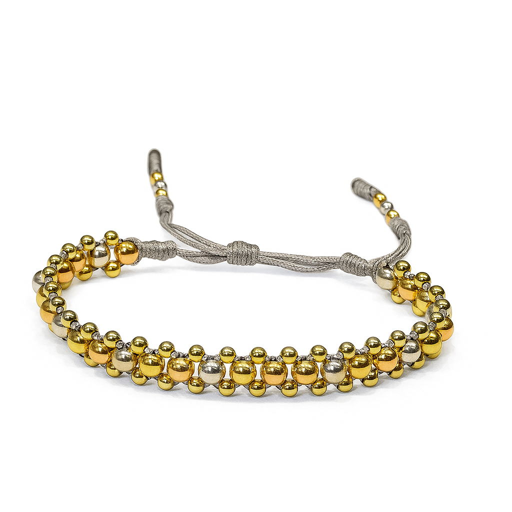 pulsera tejidas con balines de oro 18k